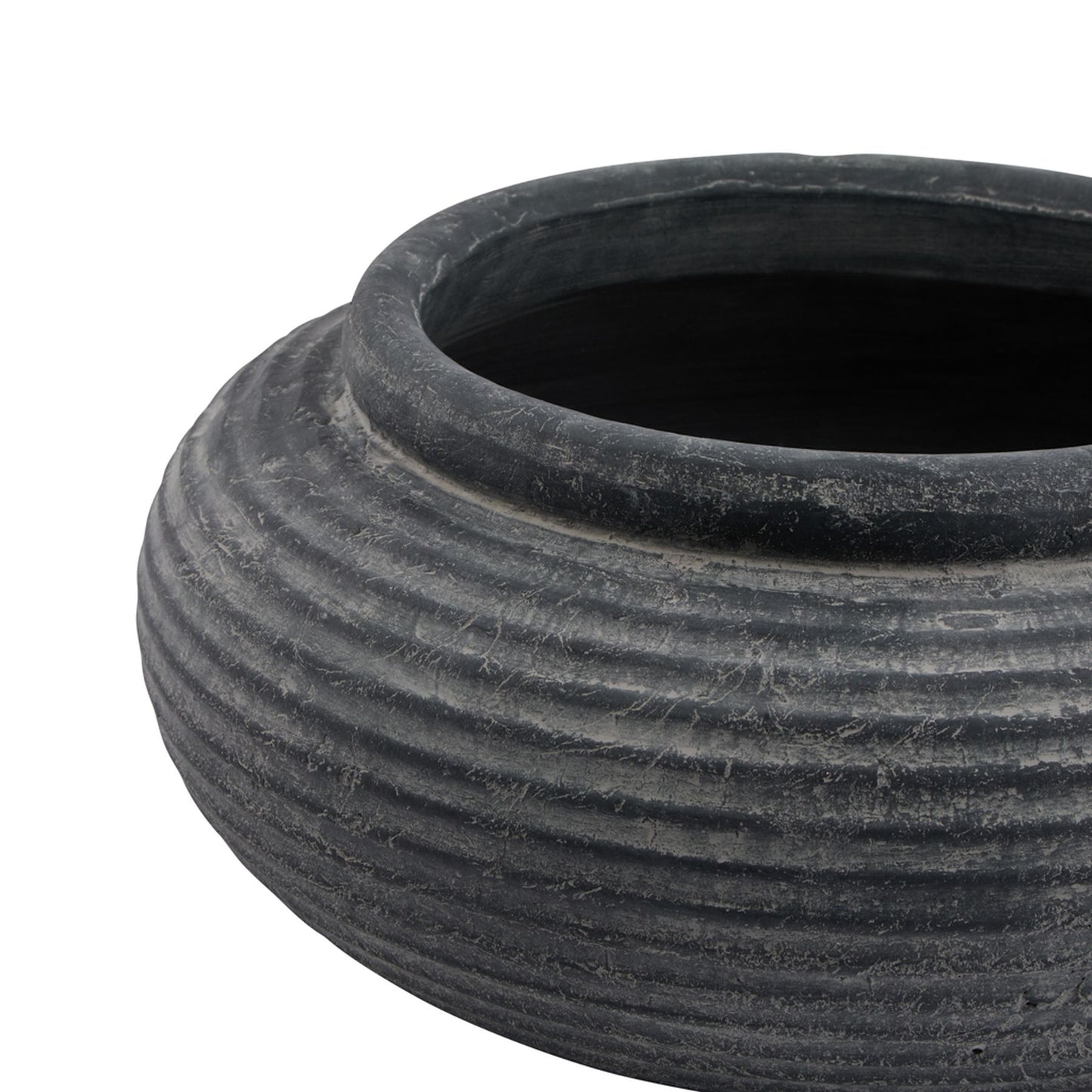 Amalfi Grey Round Ribbed Planter