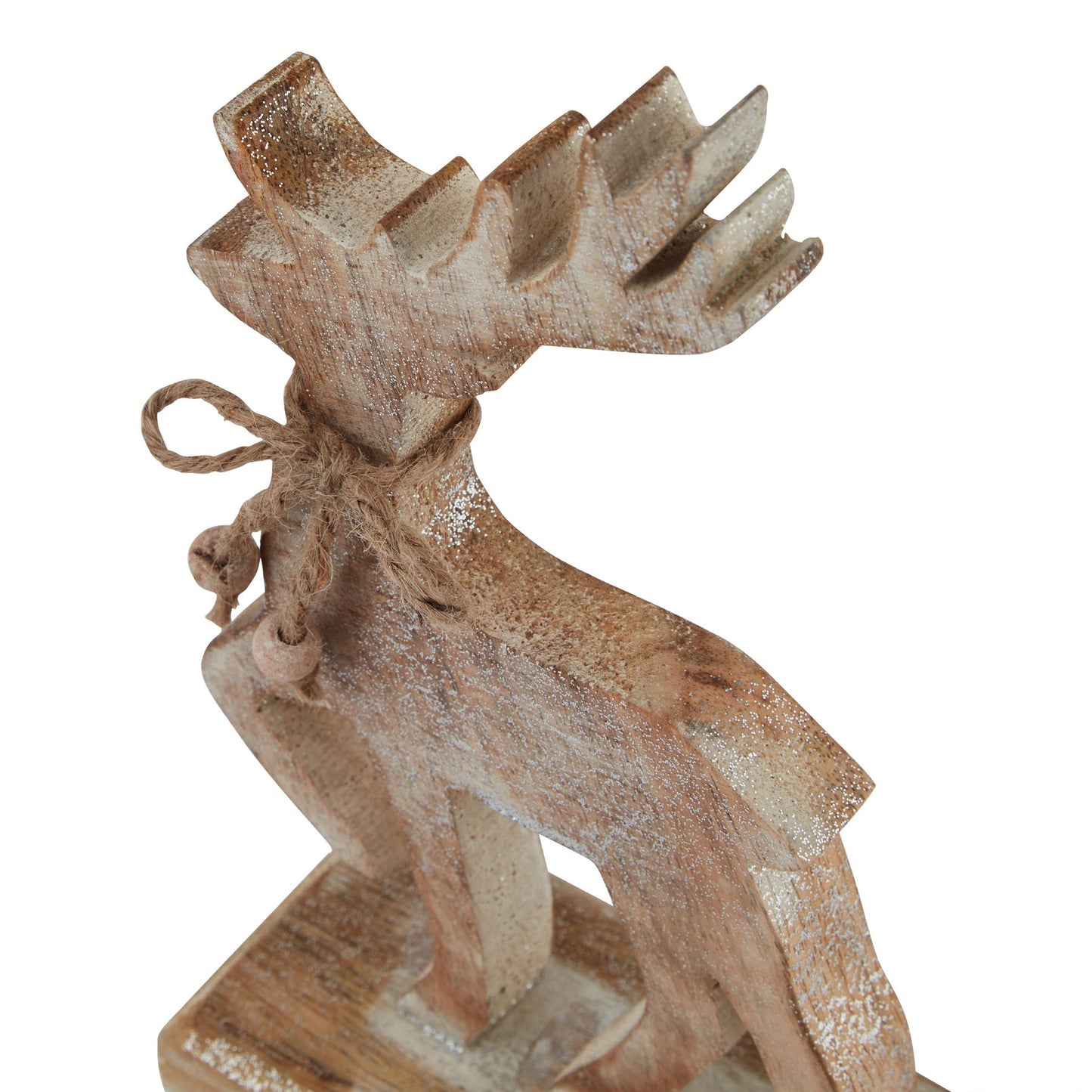 White Wash Collection Wooden Sparkle Reindeer Decoration