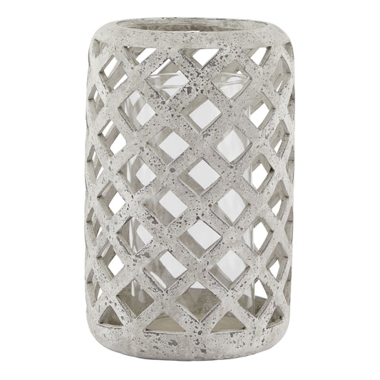 Large Grey Stone Effect Hurricane Lantern