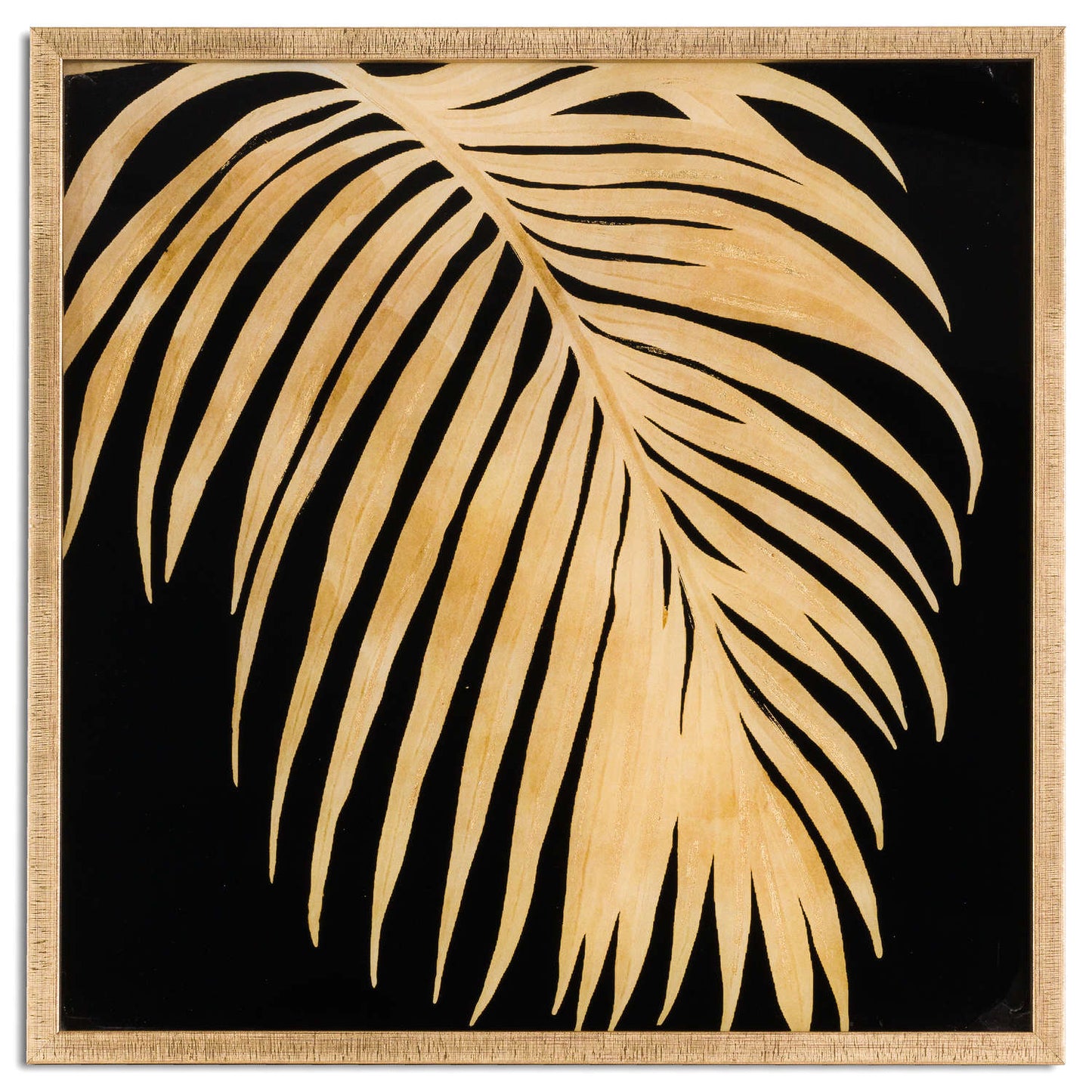 Metallic Palm Glass Image In Gold Frame