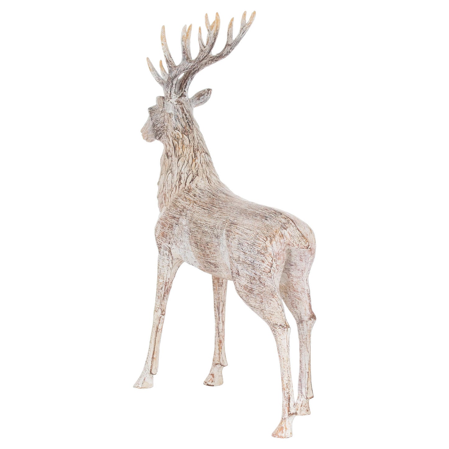 Carved Wood Effect Standing Stag