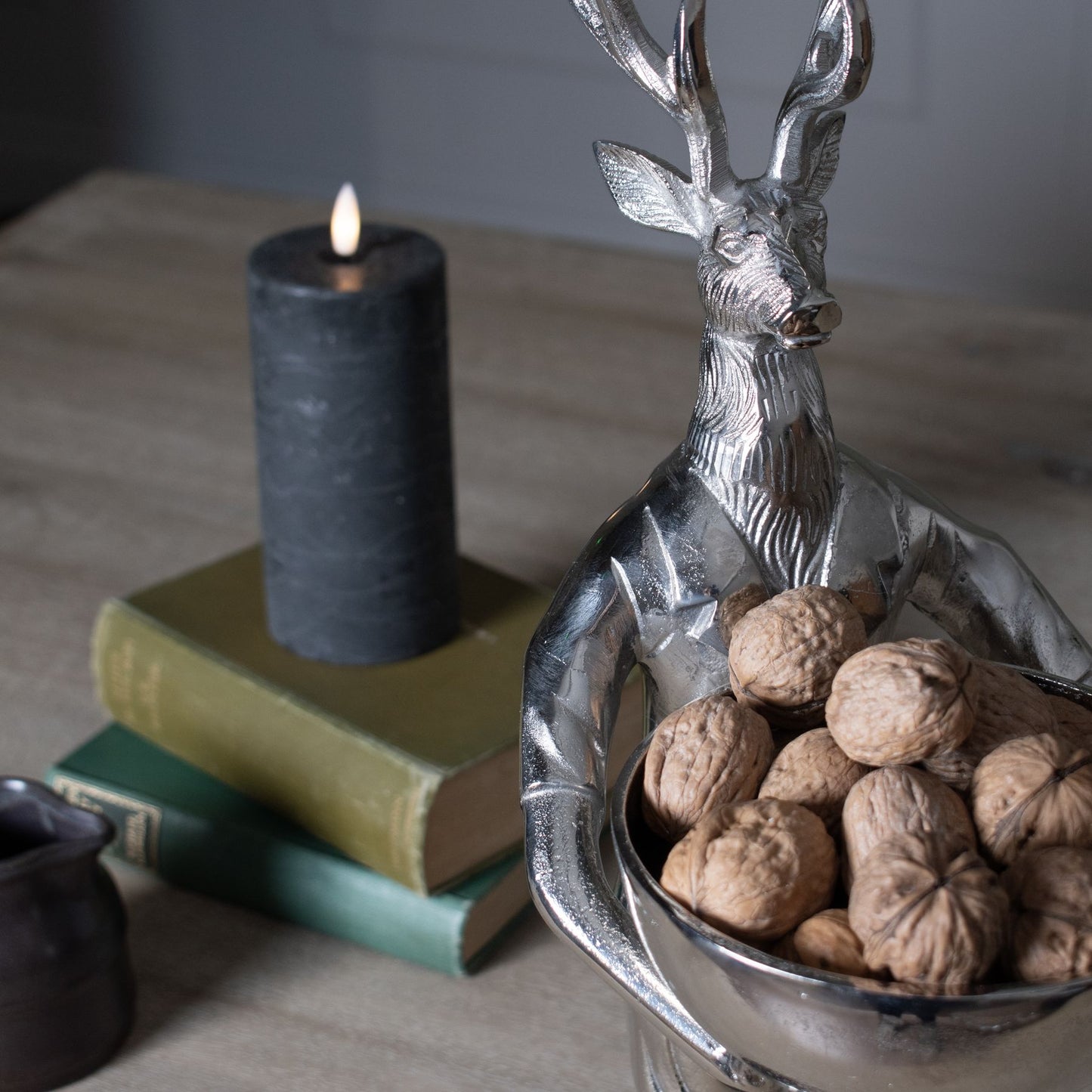 Standing Silver Stag Ornament  With Bowl