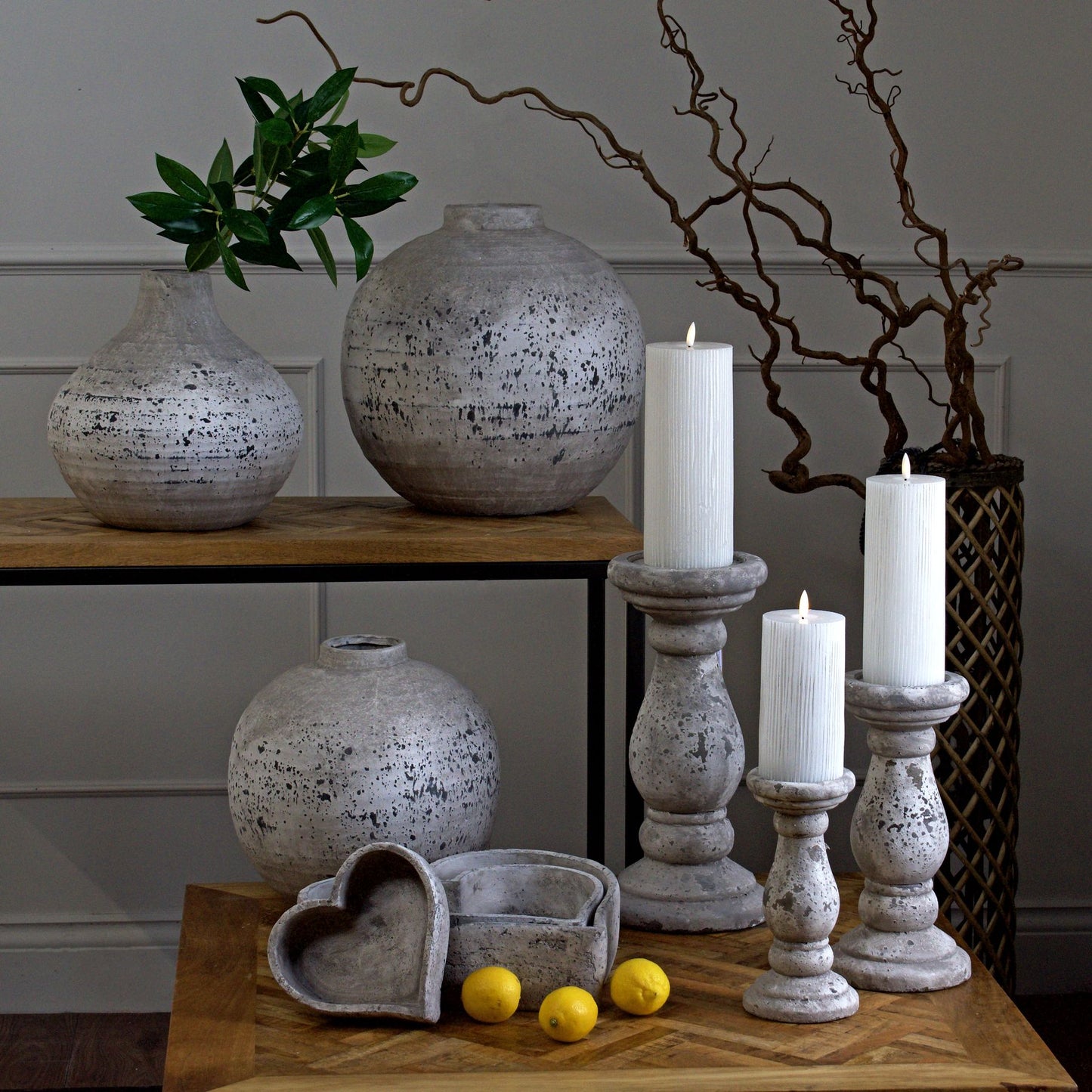 Set Of Three Large Stone Ceramic Dishes