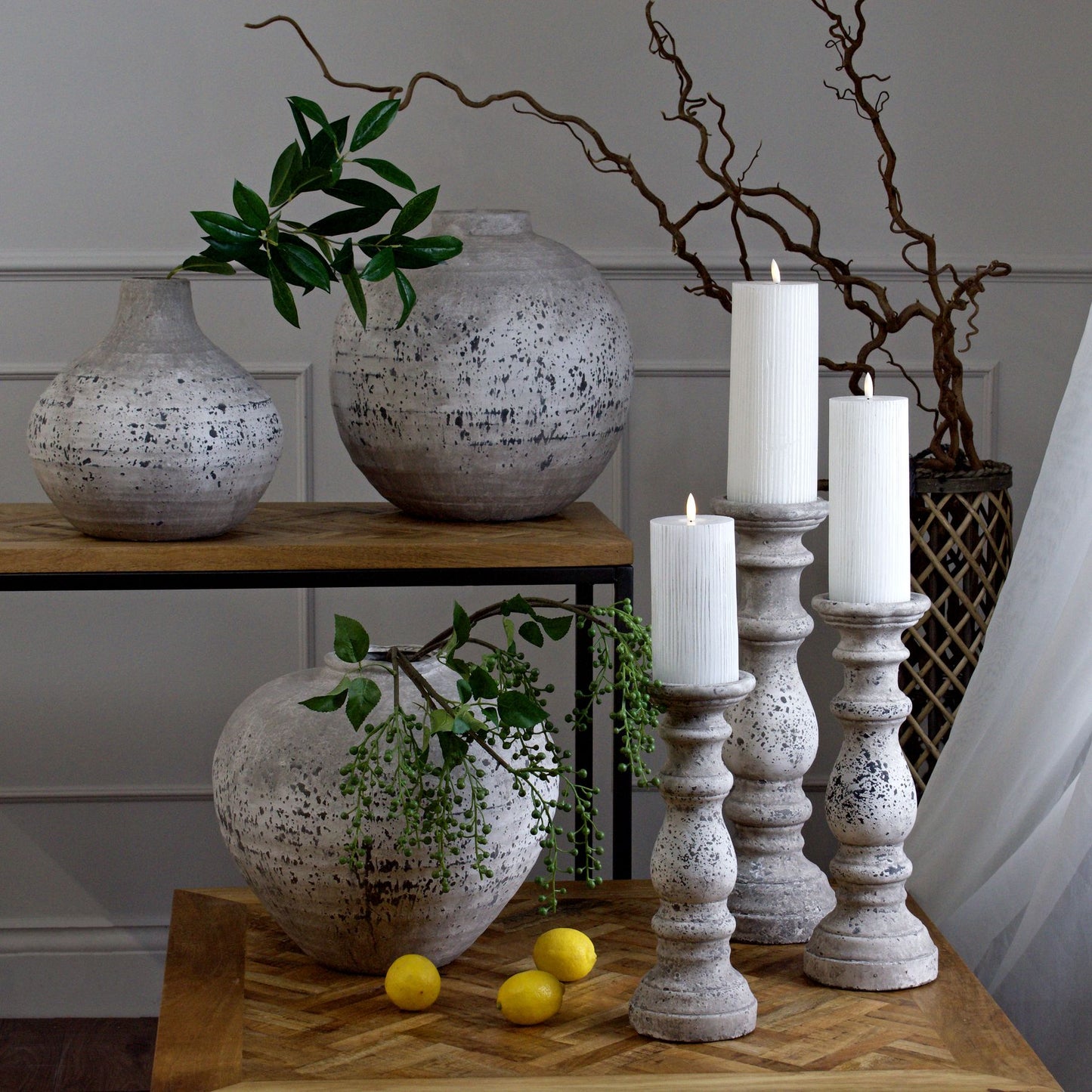 Stone Ceramic Column Candle Holder